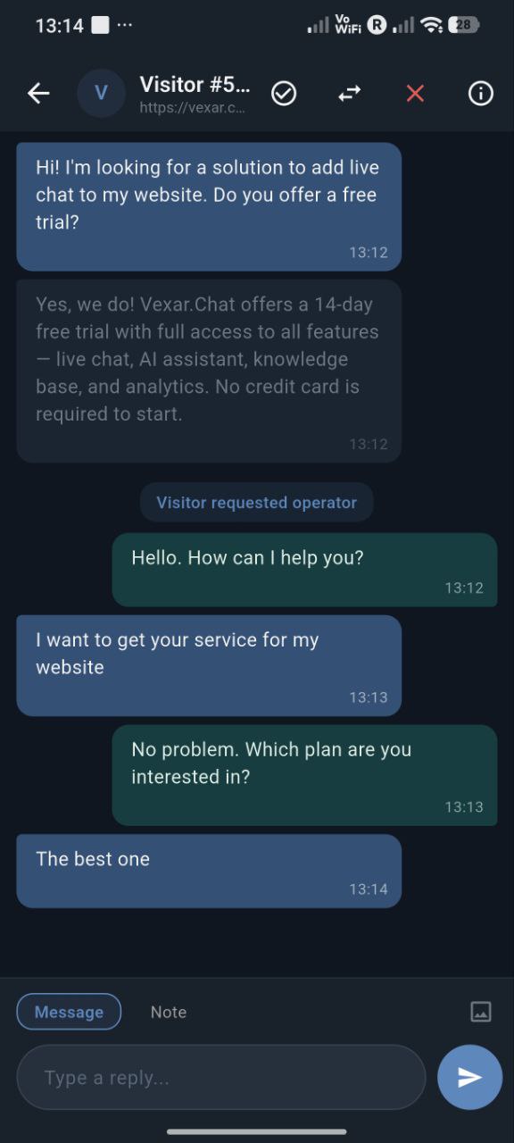 Chat widget on website