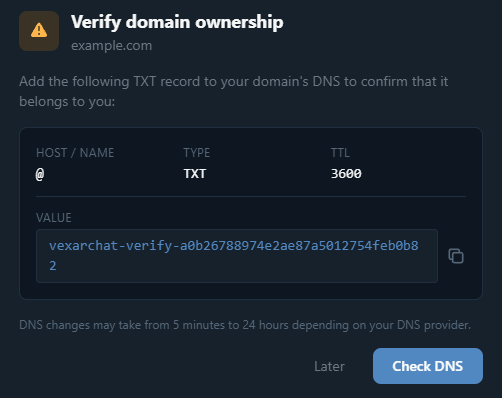 Verify domain ownership